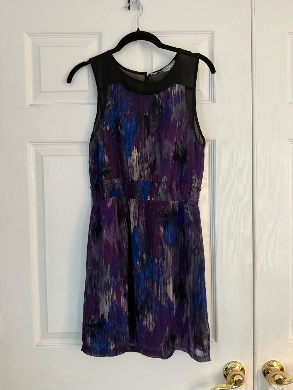 Women's Purple & Blue Printed Sleeveless Dress